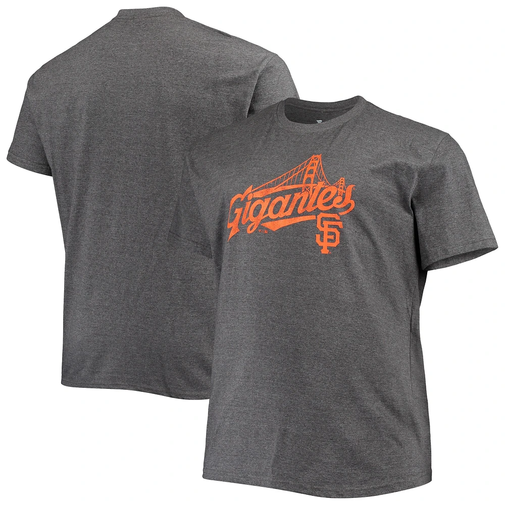 T-shirt Gigantes de la collection Hometown Big & Tall des Giants San Francisco pour hommes, charbon chiné