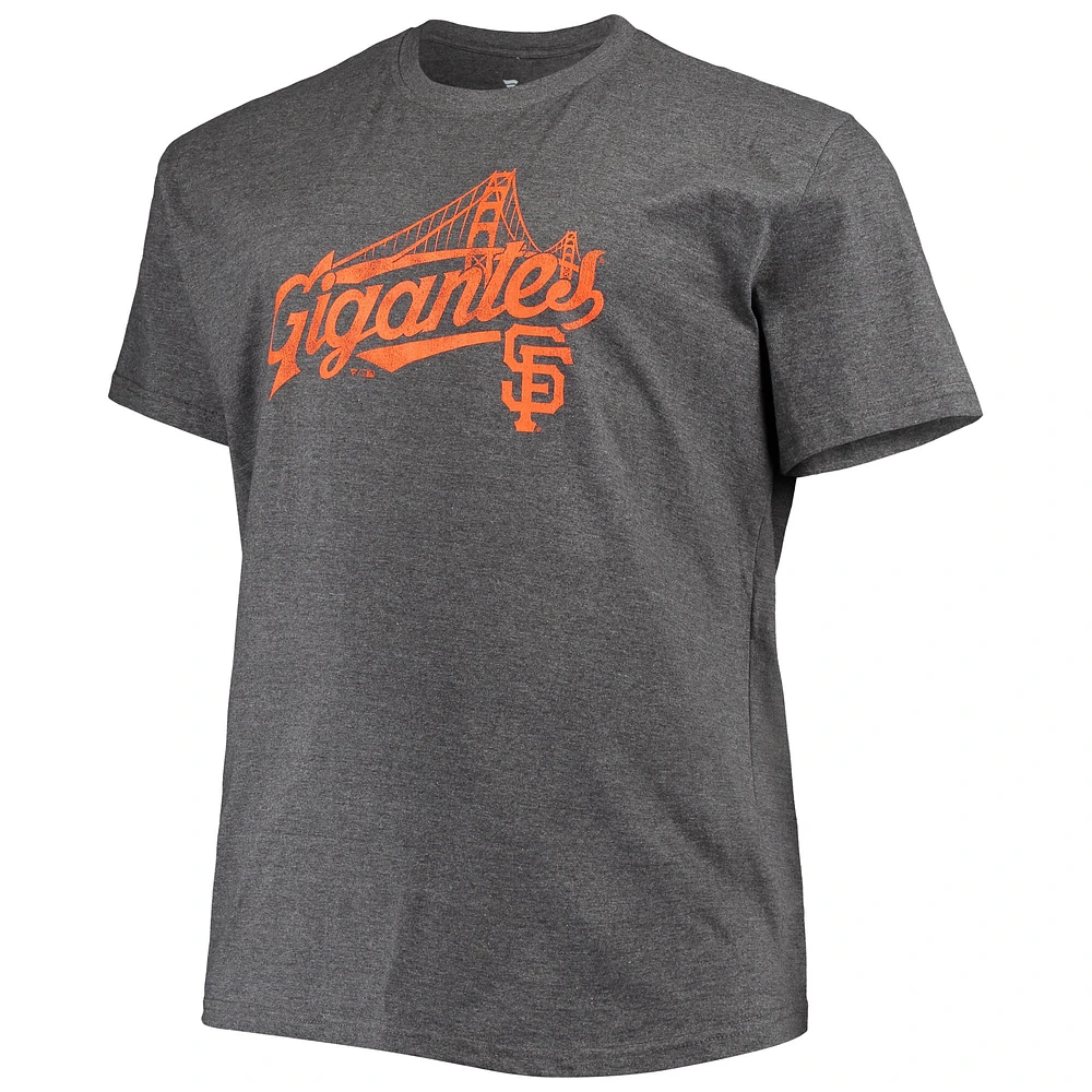 T-shirt Gigantes de la collection Hometown Big & Tall des Giants San Francisco pour hommes, charbon chiné