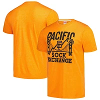 Men's Homage Orange San Francisco Giants Doodle Collection Pacific Sock Exchange Tri-Blend T-Shirt