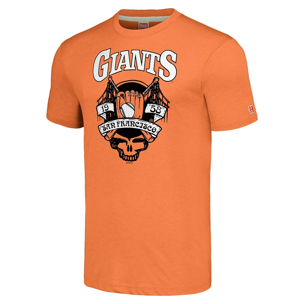 T-shirt Tri-Blend Hommage Orange San Francisco Giants Grateful Dead pour hommes