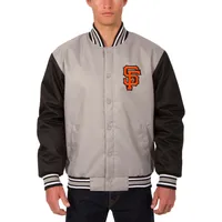 Youth San Francisco Giants JH Design Gray/Black Wool Reversible Varsity  Full-Snap Jacket