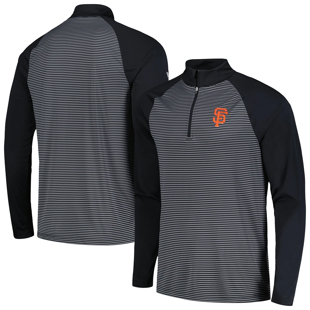 Men's Levelwear Black San Francisco Giants Charter Striped Raglan Quarter-Zip Top