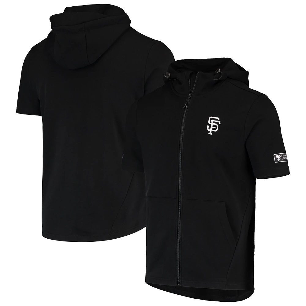 Men's Levelwear Black San Francisco Giants Recruit Short Sleeve Full-Zip Hoodie Jacket