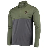 Men's Levelwear Olive San Francisco Giants Delta Pursue Quarter-Zip Jacket