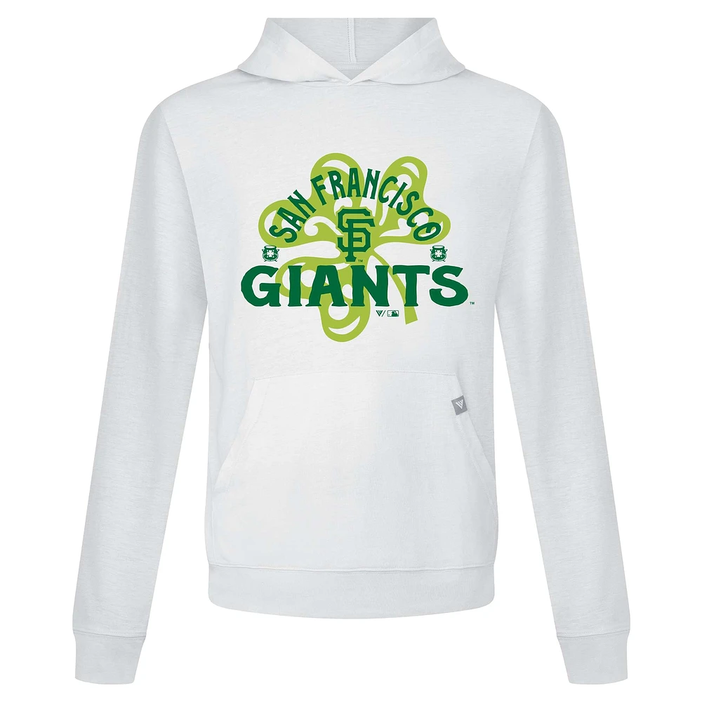 Men's Levelwear White San Francisco Giants St. Patrick's Day Relay Shamrock Pullover Hoodie
