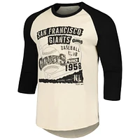 Men's Majestic Threads Cream/Black San Francisco Giants Raglan 3/4-Sleeve T-Shirt