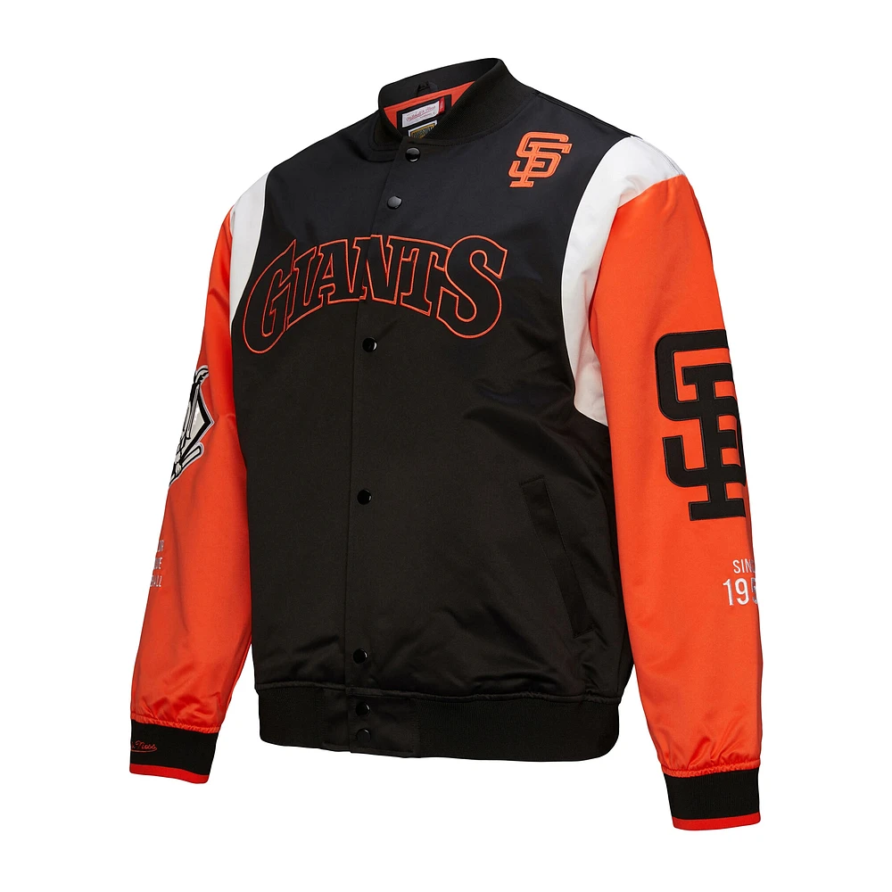 Veste Mitchell & Ness noire/orange à boutons-pression pour homme, collection Cooperstown, des Giants de San Francisco