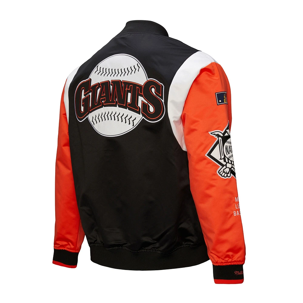 Veste Mitchell & Ness noire/orange à boutons-pression pour homme, collection Cooperstown, des Giants de San Francisco
