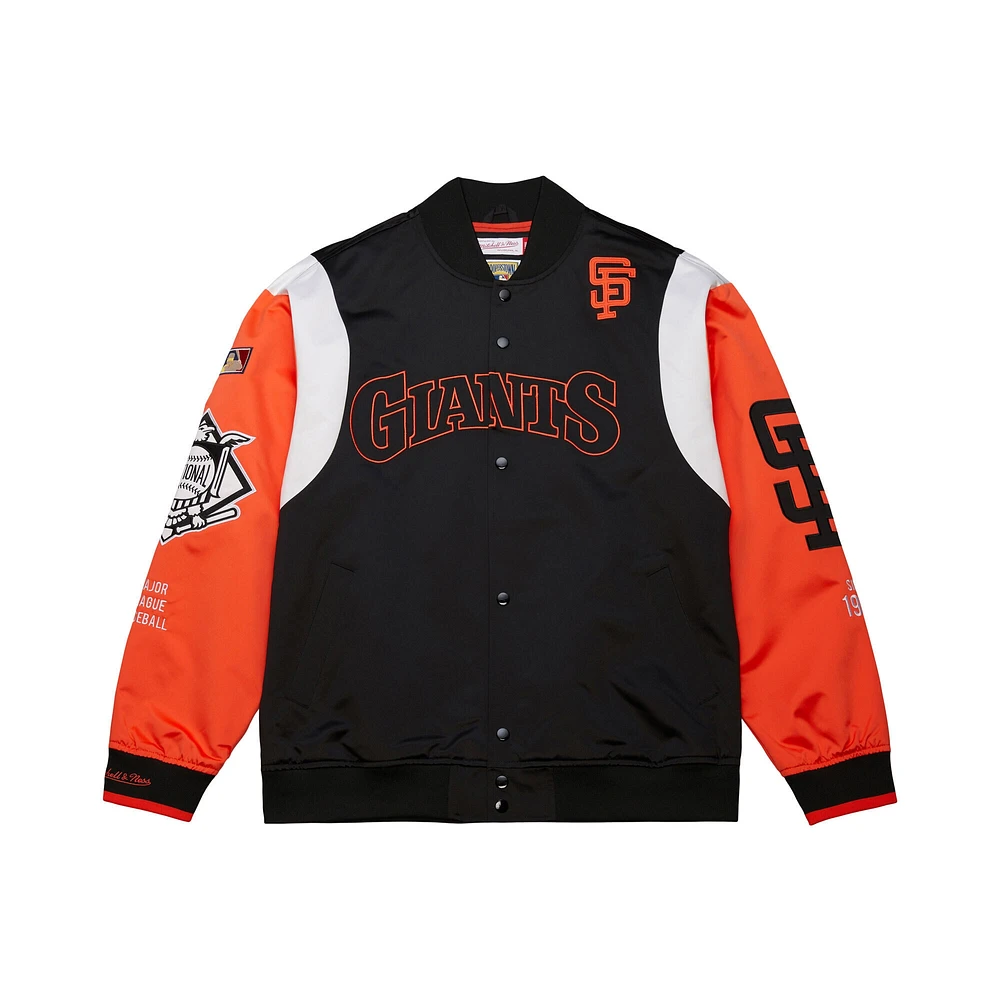 Veste Mitchell & Ness noire/orange à boutons-pression pour homme, collection Cooperstown, des Giants de San Francisco