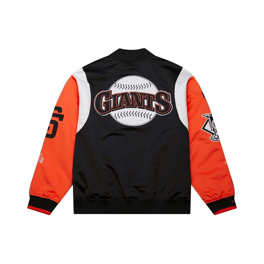 Veste Mitchell & Ness noire/orange à boutons-pression pour homme, collection Cooperstown, des Giants de San Francisco