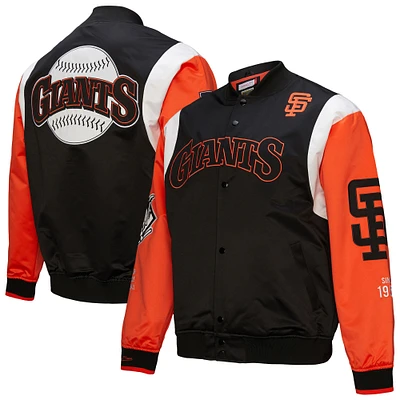 Veste Mitchell & Ness noire/orange à boutons-pression pour homme, collection Cooperstown, des Giants de San Francisco