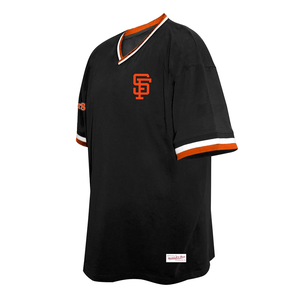 Men's Mitchell & Ness Black San Francisco Giants Big Tall V-Neck T-Shirt
