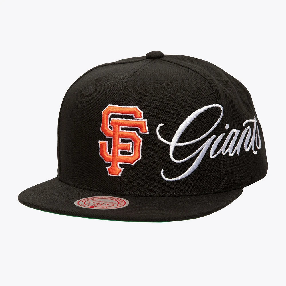 Casquette snapback Just Don x MLB Lux Script noire pour homme de Mitchell & Ness San Francisco Giants