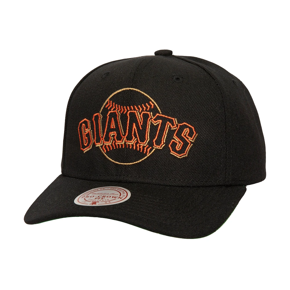 Casquette réglable noire avec logo néon Pro Crown des Giants de San Francisco Mitchell & Ness pour hommes