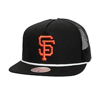 Men's Mitchell & Ness Black San Francisco Giants Rope Trucker Snapback Hat