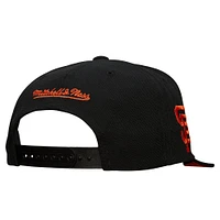 Casquette Snapback noire avec étiquette de l'équipe des Giants de San Francisco Mitchell & Ness pour hommes