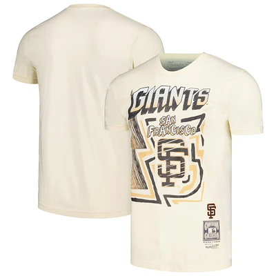 T-shirt crème pour hommes, Mitchell & Ness, San Francisco Giants, collection Cooperstown, Sidewalk Sketch