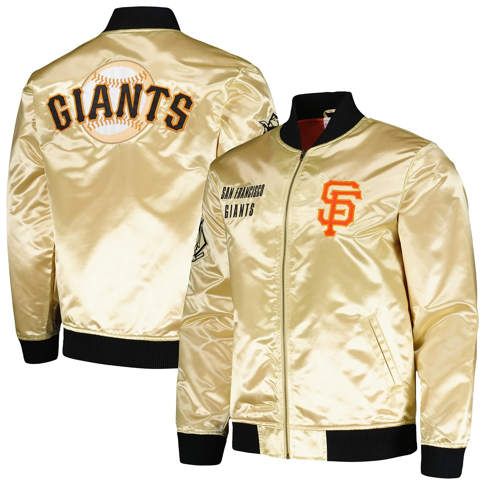 Veste légère en satin entièrement zippée Mitchell & Ness Gold San Francisco Giants OG 2.0 pour hommes