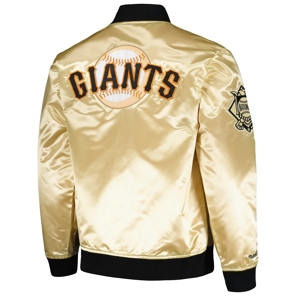 Veste légère en satin entièrement zippée Mitchell & Ness Gold San Francisco Giants OG 2.0 pour hommes