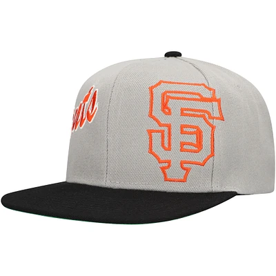 Men's Mitchell & Ness Gray San Francisco Giants Knock Out Panel Snapback Hat