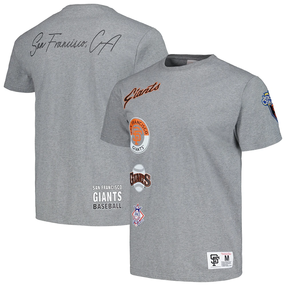 T-shirt pour homme Mitchell & Ness gris chiné San Francisco Giants Cooperstown Collection City