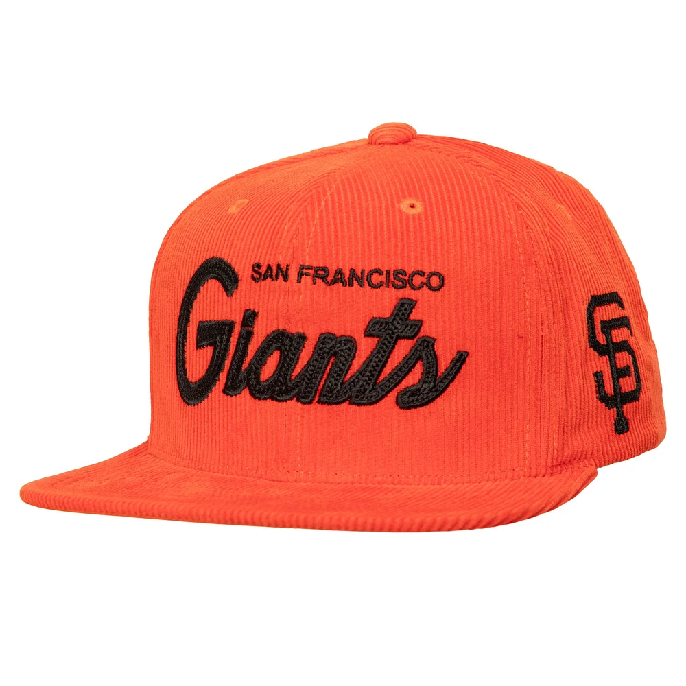 Casquette Snapback en velours côtelé orange pour homme Mitchell & Ness des Giants de San Francisco