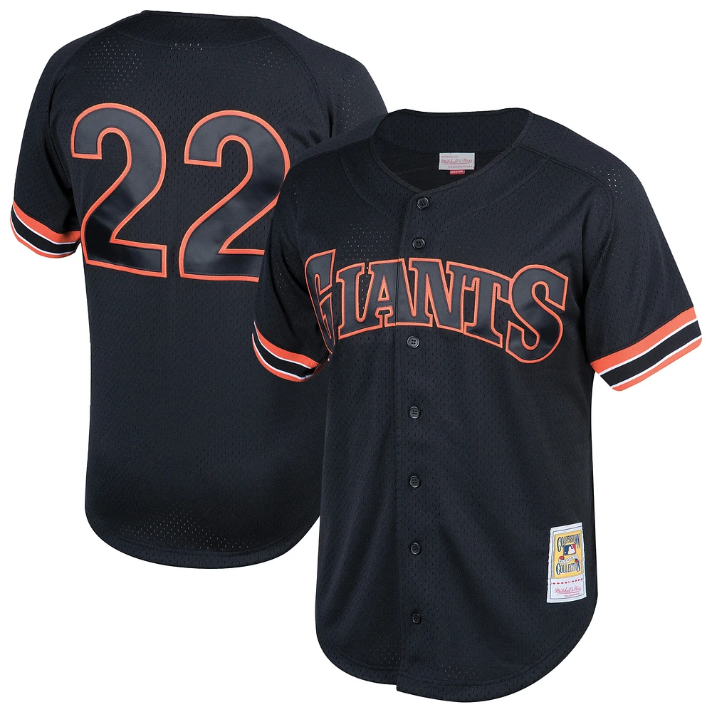 Maillot d'entraînement de frappe à boutons en maille noire Will Clark Mitchell & Ness pour homme, collection Cooperstown, San Francisco Giants