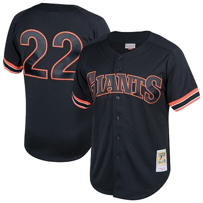 Men's Mitchell & Ness Will Clark Black San Francisco Giants Cooperstown Collection Mesh Batting Practice Button-Up Jersey