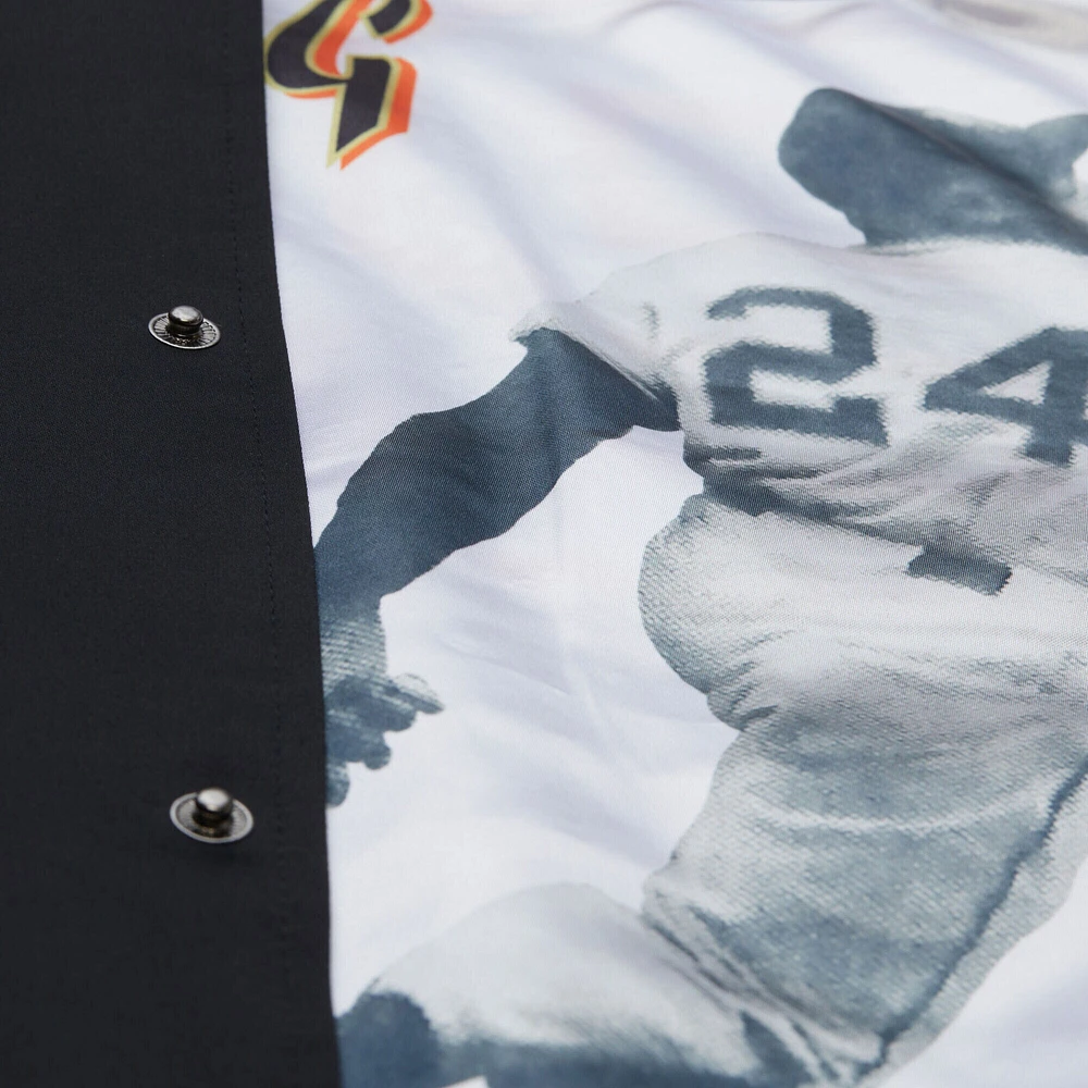 Veste en satin noir à boutons-pression pour homme Mitchell & Ness Willie Mays, collection Legends des Giants de San Francisco