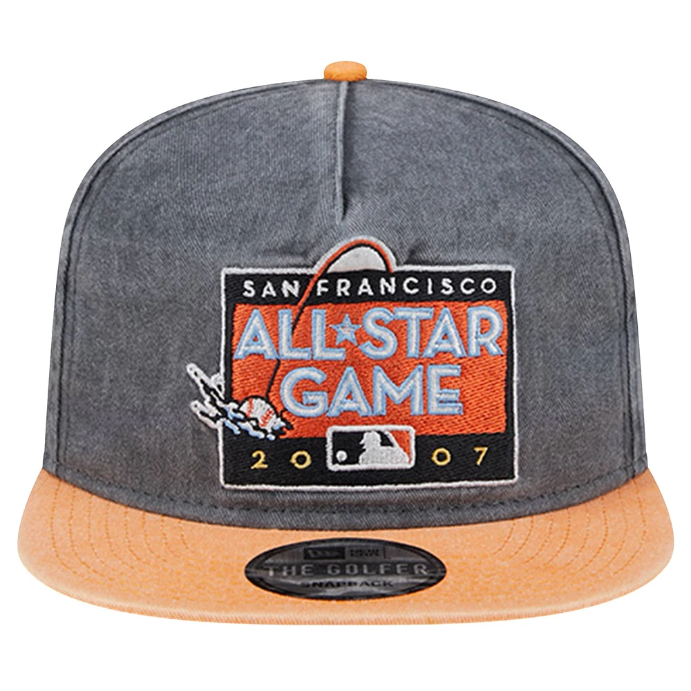 Men's New Era Black/Orange San Francisco Giants 2007 MLB All-Star Game Pigment Dye Golfer Snapback Hat