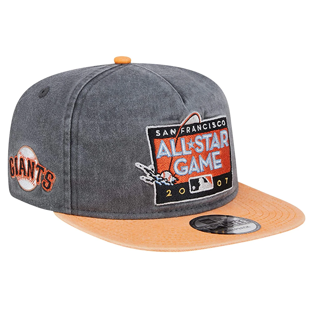 Men's New Era Black/Orange San Francisco Giants 2007 MLB All-Star Game Pigment Dye Golfer Snapback Hat