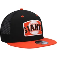 Men's New Era Black/Orange San Francisco Giants Logo Zoom Trucker 9FIFTY Snapback Hat