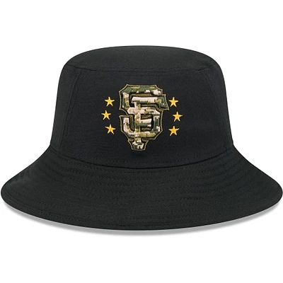 Chapeau bob noir pour la Journée des forces armées des Giants de San Francisco 2024 New Era pour homme