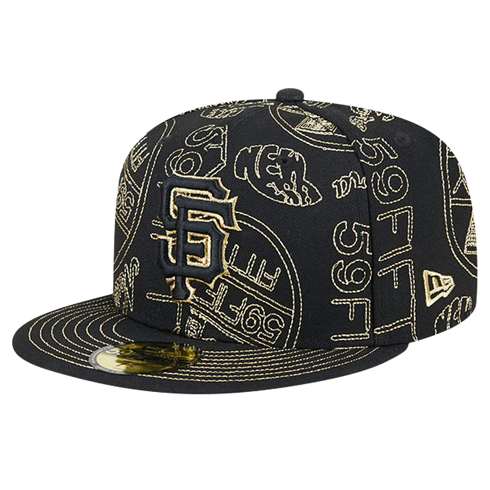 Men's New Era Black San Francisco Giants 59FIFTY Day Allover Fitted Hat