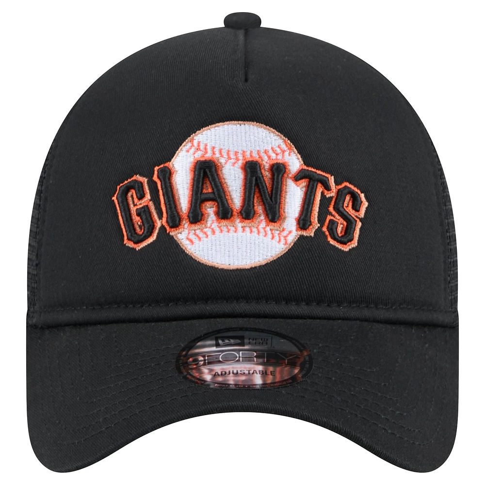 Men's New Era Black San Francisco Giants 9FORTY A-Frame Trucker Adjustable Hat