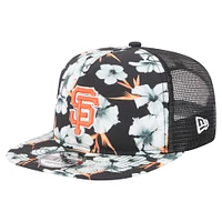 Men's New Era Black San Francisco Giants Adventure Pattern Golfer Trucker Snapback Hat