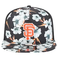 Men's New Era Black San Francisco Giants Adventure Pattern Golfer Trucker Snapback Hat