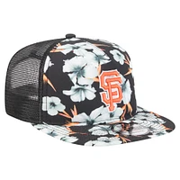 Men's New Era Black San Francisco Giants Adventure Pattern Golfer Trucker Snapback Hat