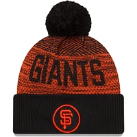 Bonnet en tricot à revers sport avec pompon pour homme New Era Giants de San Francisco Authentic Collection, noir