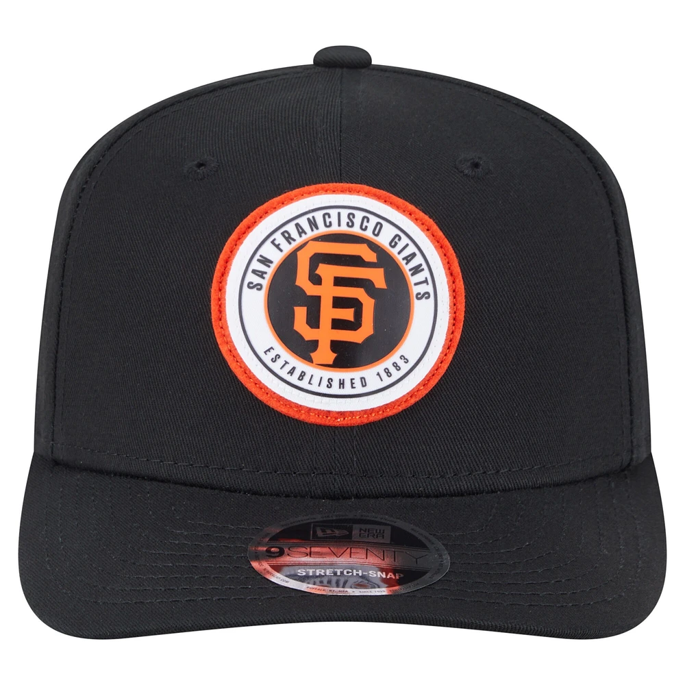 Men's New Era Black San Francisco Giants Circle Patch 9SEVENTY Stretch-Snap Hat