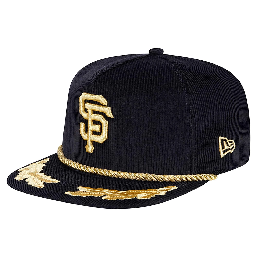 Casquette réglable de golfeur en filigrane en velours côtelé noir San Francisco Giants New Era pour hommes