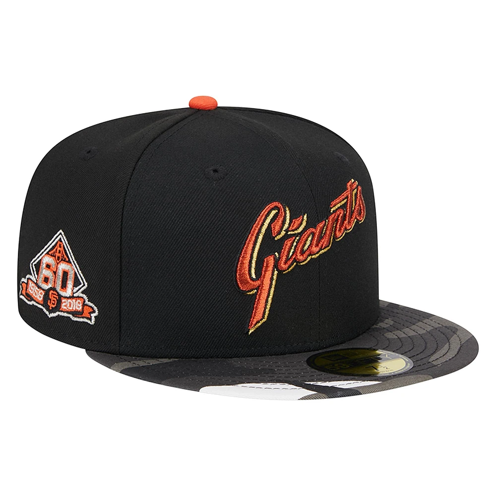 Casquette ajustée 59FIFTY noire à motif camouflage métallisé San Francisco Giants New Era pour hommes