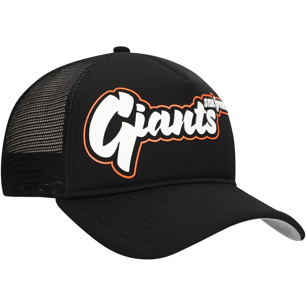 Men's New Era Black San Francisco Giants Retro Bold A-Frame Trucker 9FORTY Adjustable Hat