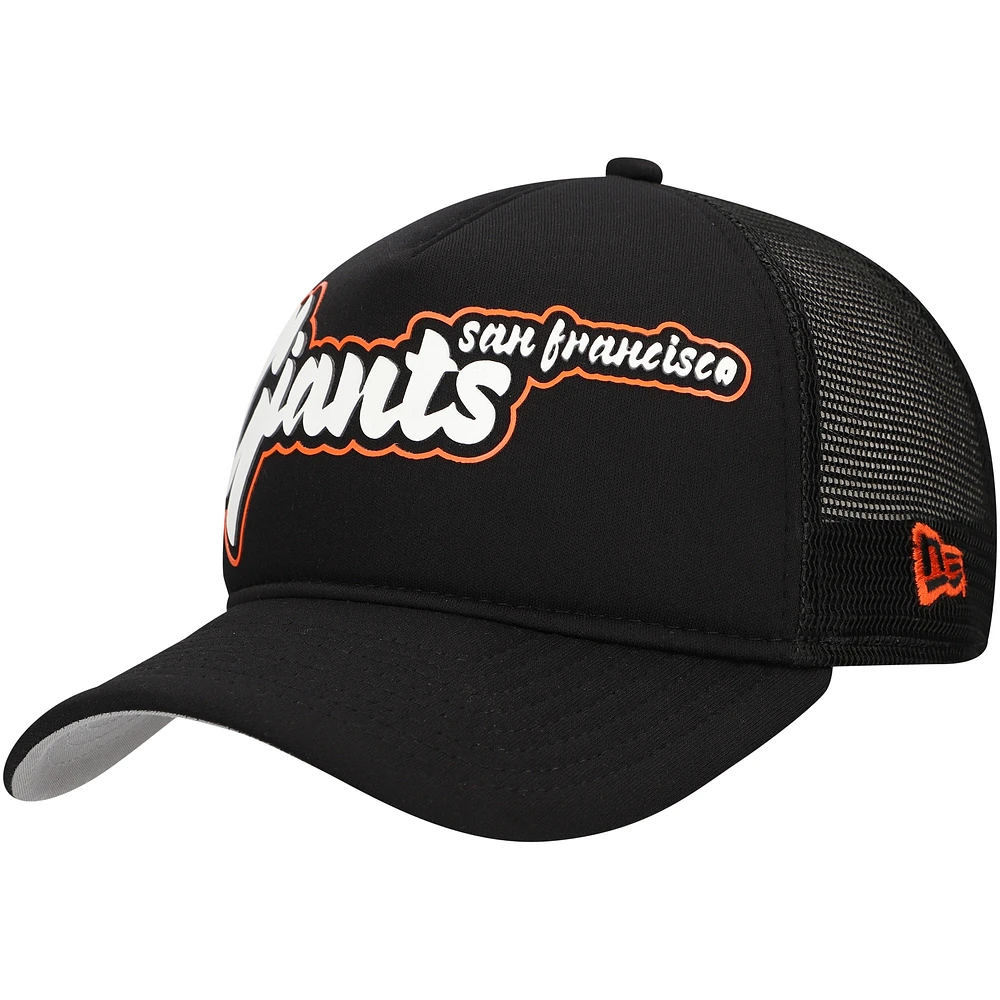 Casquette ajustable New Era San Francisco Giants Retro Bold A-Frame Trucker 9FORTY noire pour homme