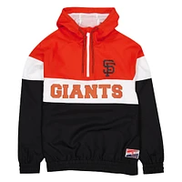 Veste coupe-vent à capuche et zip quart de New Era pour hommes, noire, San Francisco Giants Ripstop Raglan