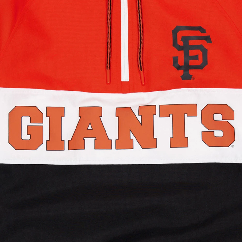 Veste coupe-vent à capuche et zip quart de New Era pour hommes, noire, San Francisco Giants Ripstop Raglan