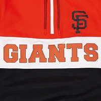 Veste coupe-vent à capuche et zip quart de New Era pour hommes, noire, San Francisco Giants Ripstop Raglan