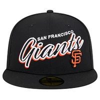 Men's New Era Black San Francisco Giants Script Sided 59FIFTY Fitted Hat