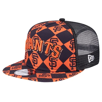 Casquette Snapback 9FIFTY Snapback A-Frame Trucker New Era pour hommes des Giants de San Francisco Seeing Diamonds noire