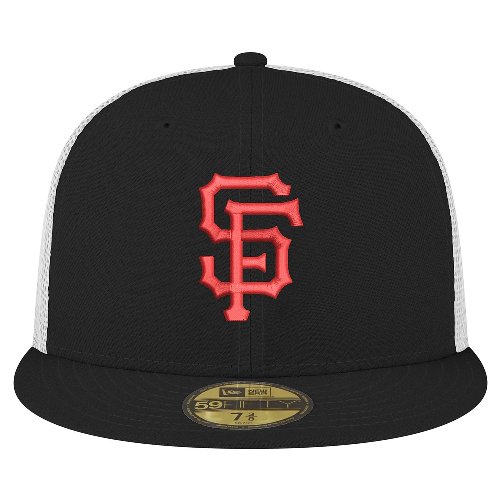 Men's New Era Black San Francisco Giants Team Color 59FIFTY Trucker Fitted Hat